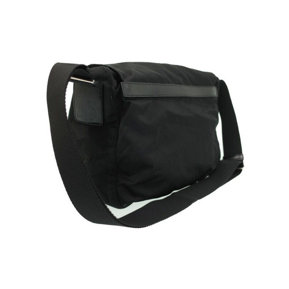 Prada Black Messenger Saffiano Tessuto Buckle Bag Nylon Double